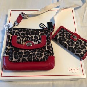 Coach Ocelot crossbody w/matching credit card case